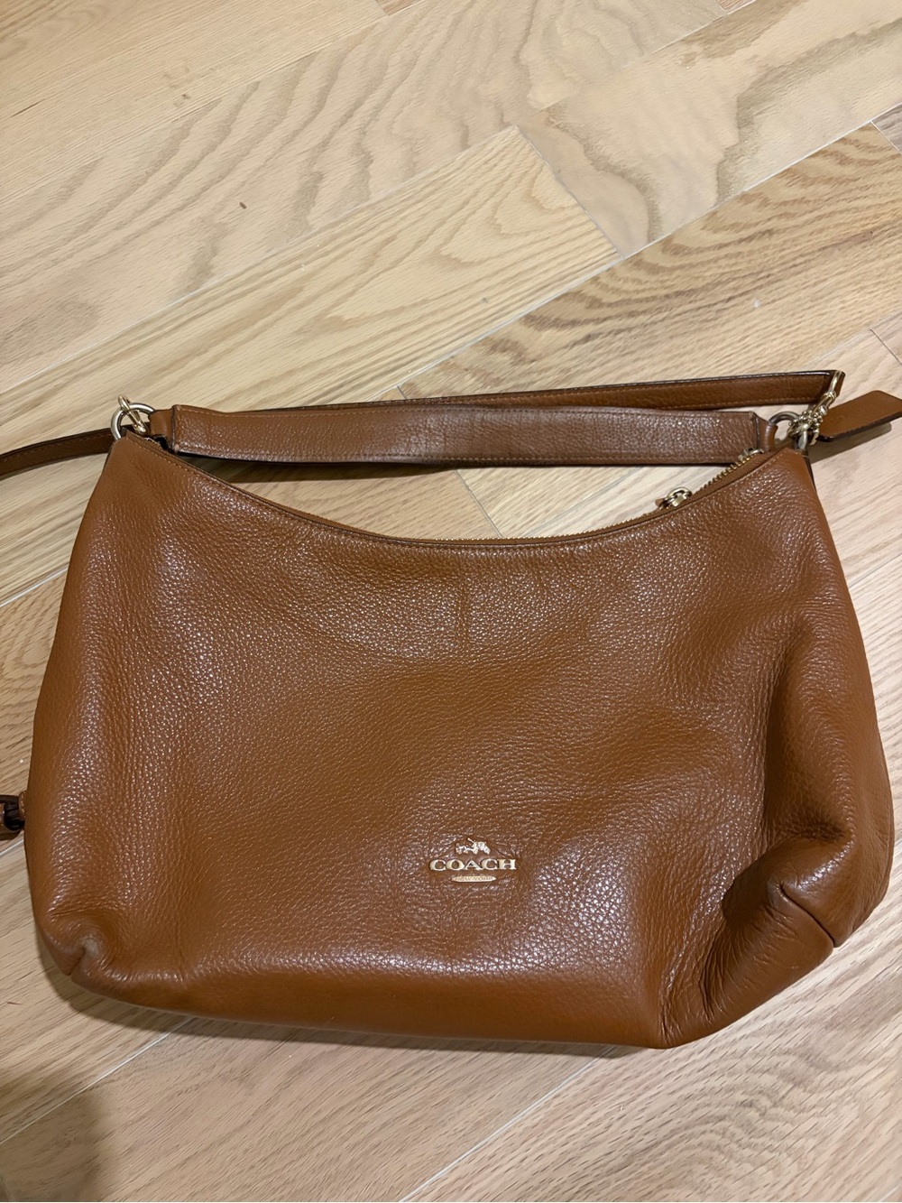 Coach Pebbled Teri Hobo Leather Shoulder Bag in Brown